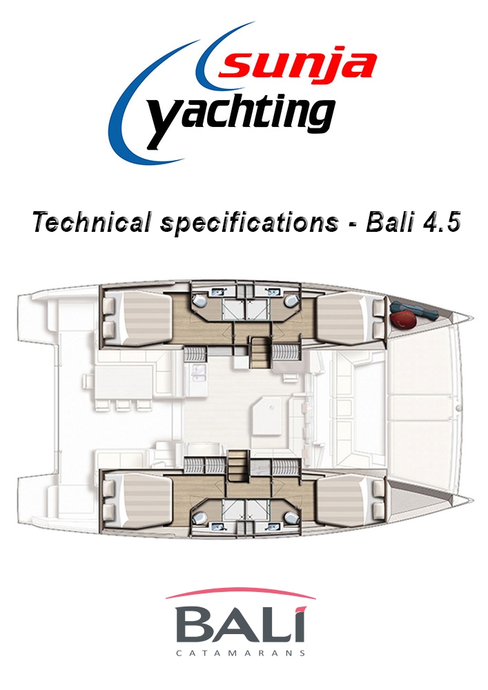 Technical Specifications - Bali 4.5 Catamaran Yacht