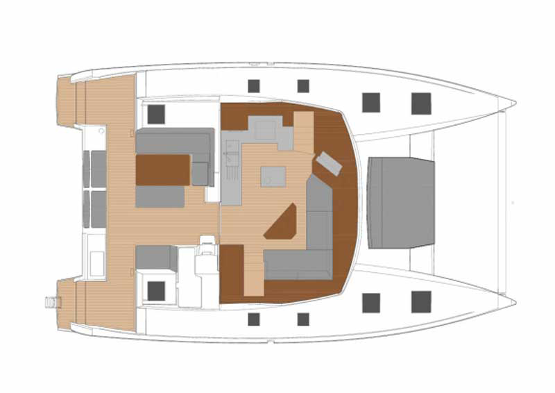 Fountaine Pajot Saona 47 basic plan main deck