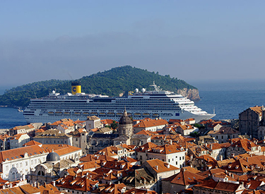 Costa ship in front of Dubrovnik