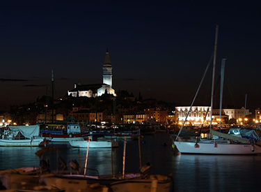 Rovinj Harbour at night