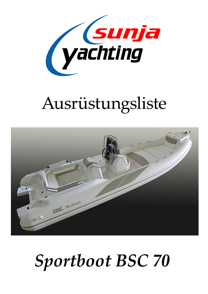 Ausrüstungsliste BSC 70 Schlauchboot