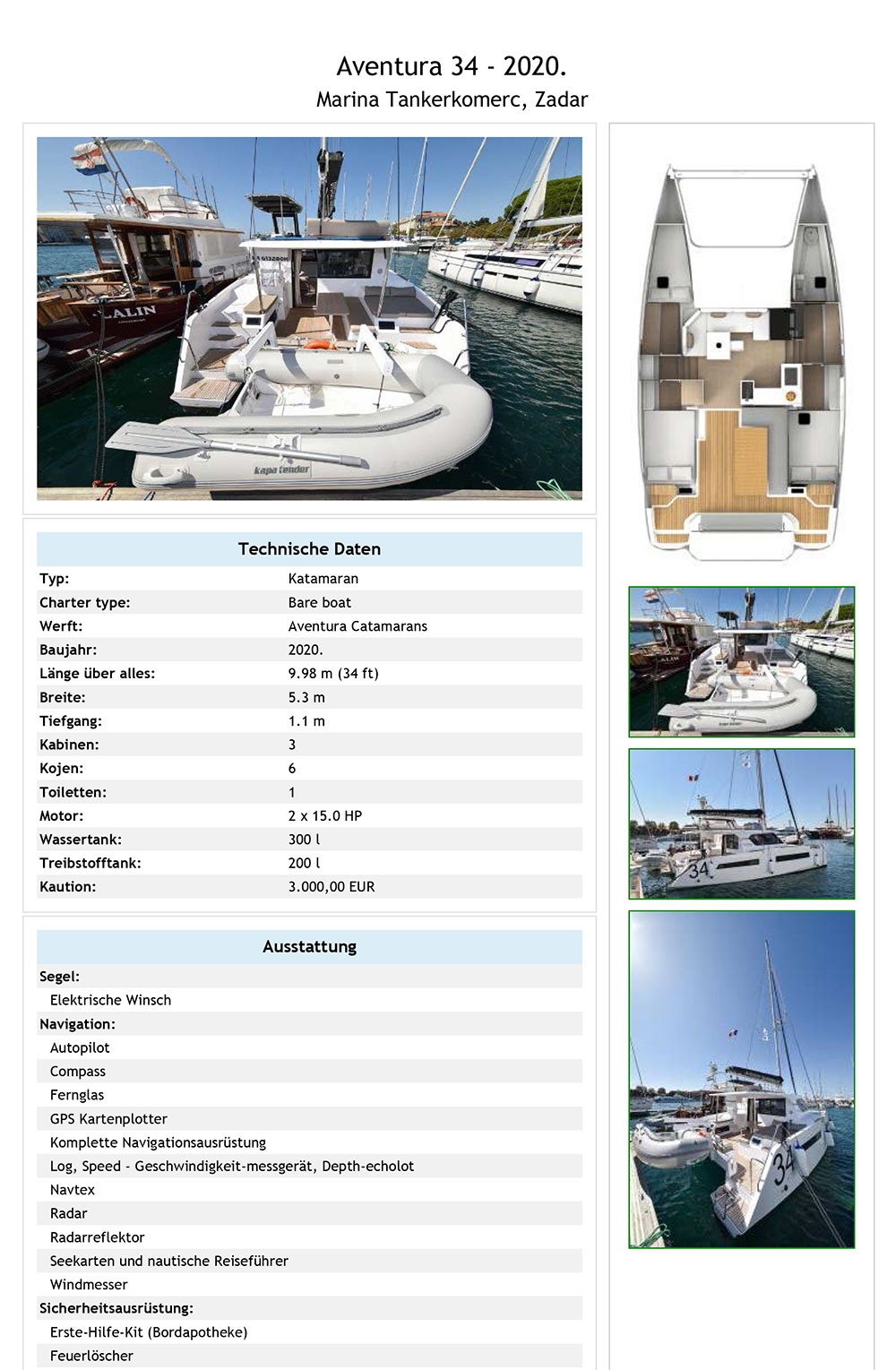 Aventura 34 Lauremi Equipment list