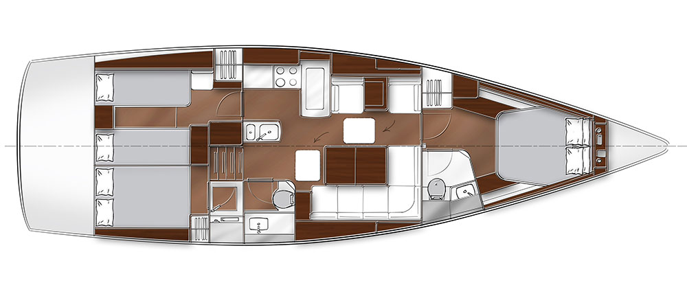 Die Bavaria 46 Vision with 3 Cabins and 6 + 2 berth...